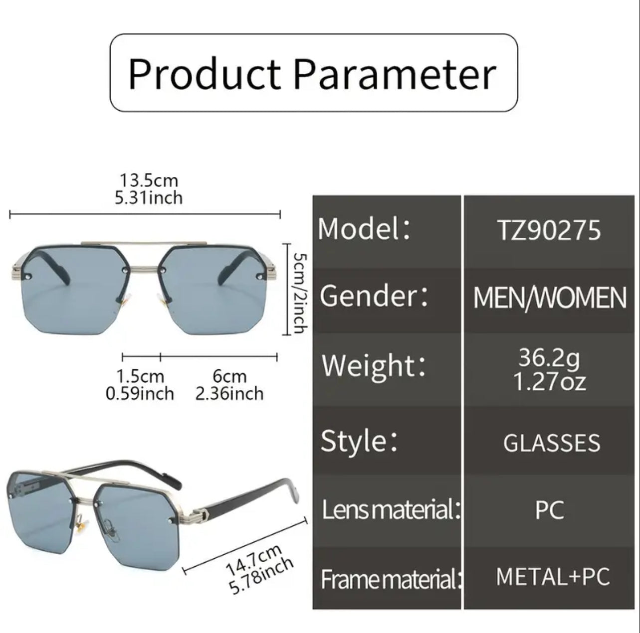 Men's and Women's Metal Half-Rim Fashion Glasses for Casual Shopping