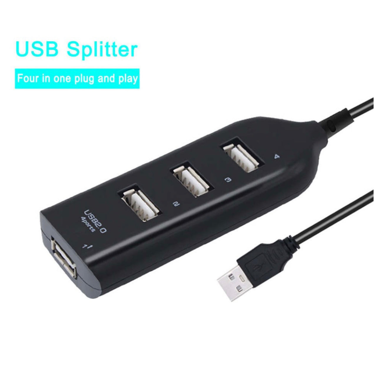 4 Ports Multi USB Splitter 2.0 USB Hub Adapter for PC Mac Desktop Computer