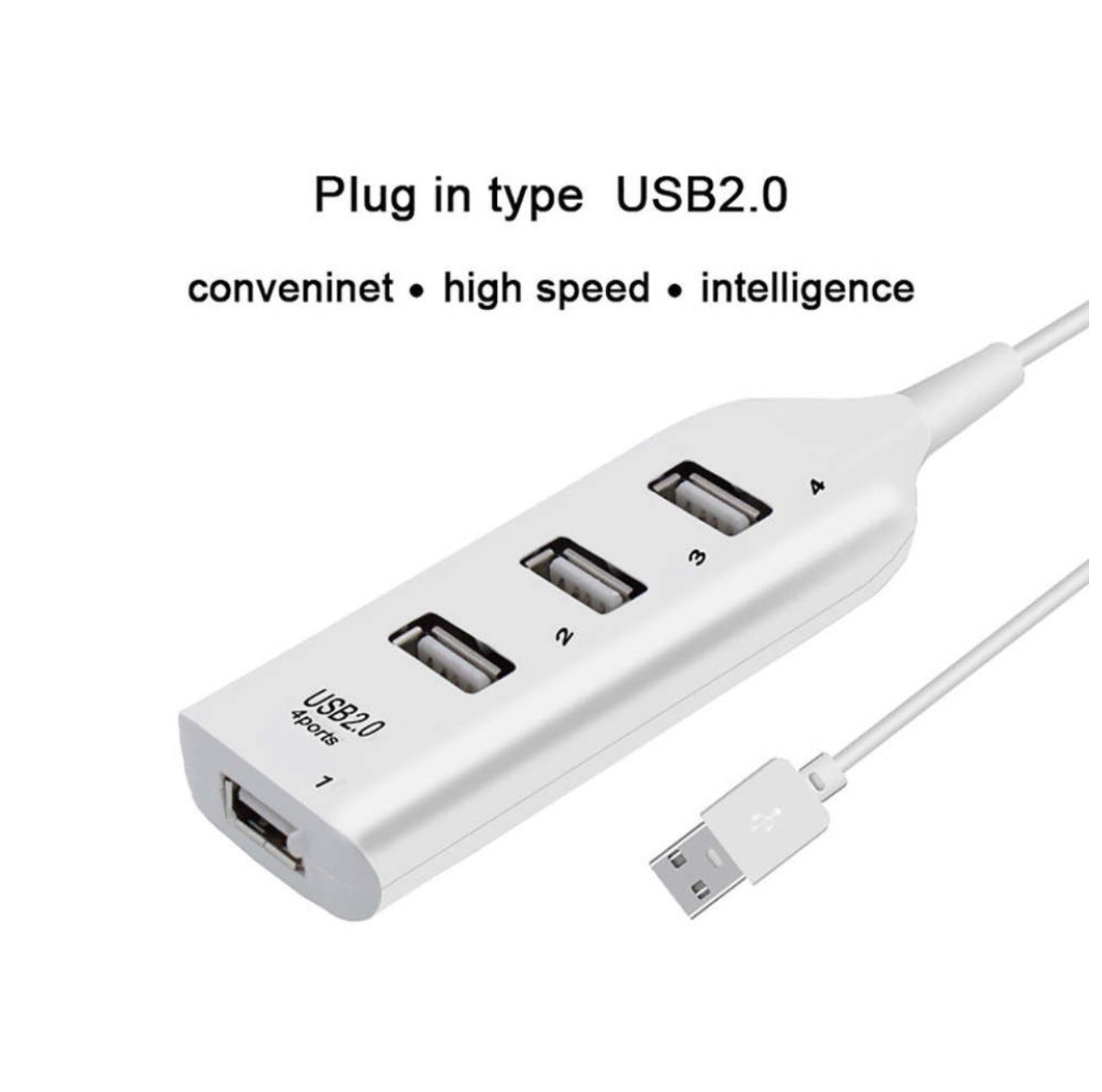 4 Ports Multi USB Splitter 2.0 USB Hub Adapter for PC Mac Desktop Computer