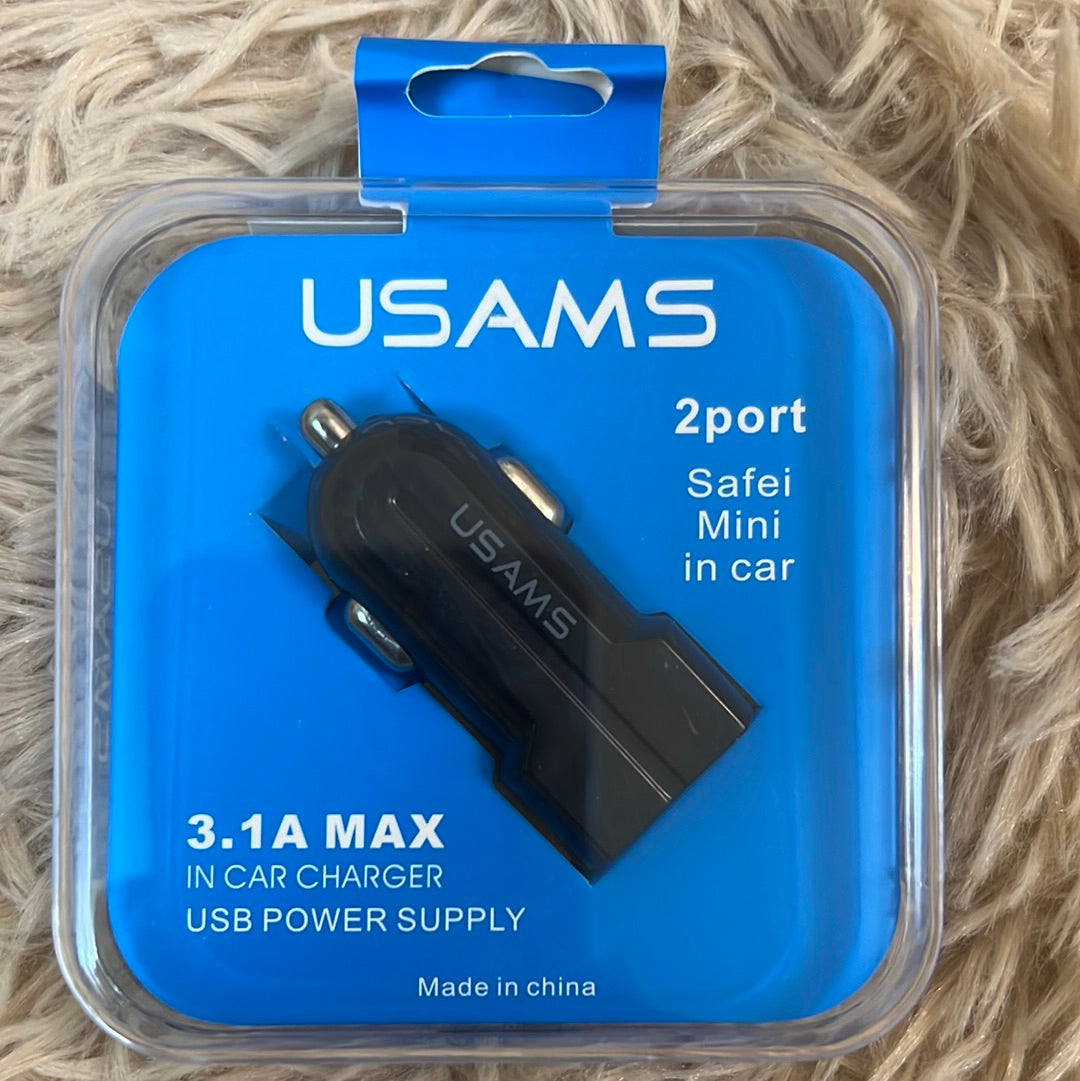 USAMS 3.1A MAX DUAL USB PORT CAR CHARGER