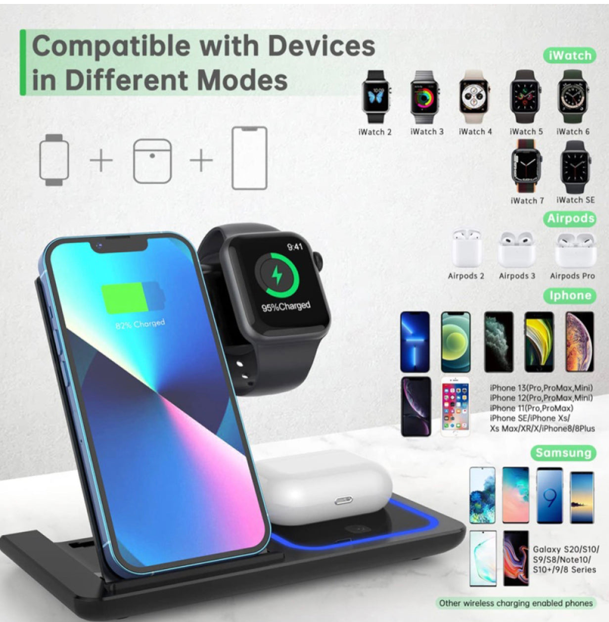 Wireless charger 3 in 1 fast charging