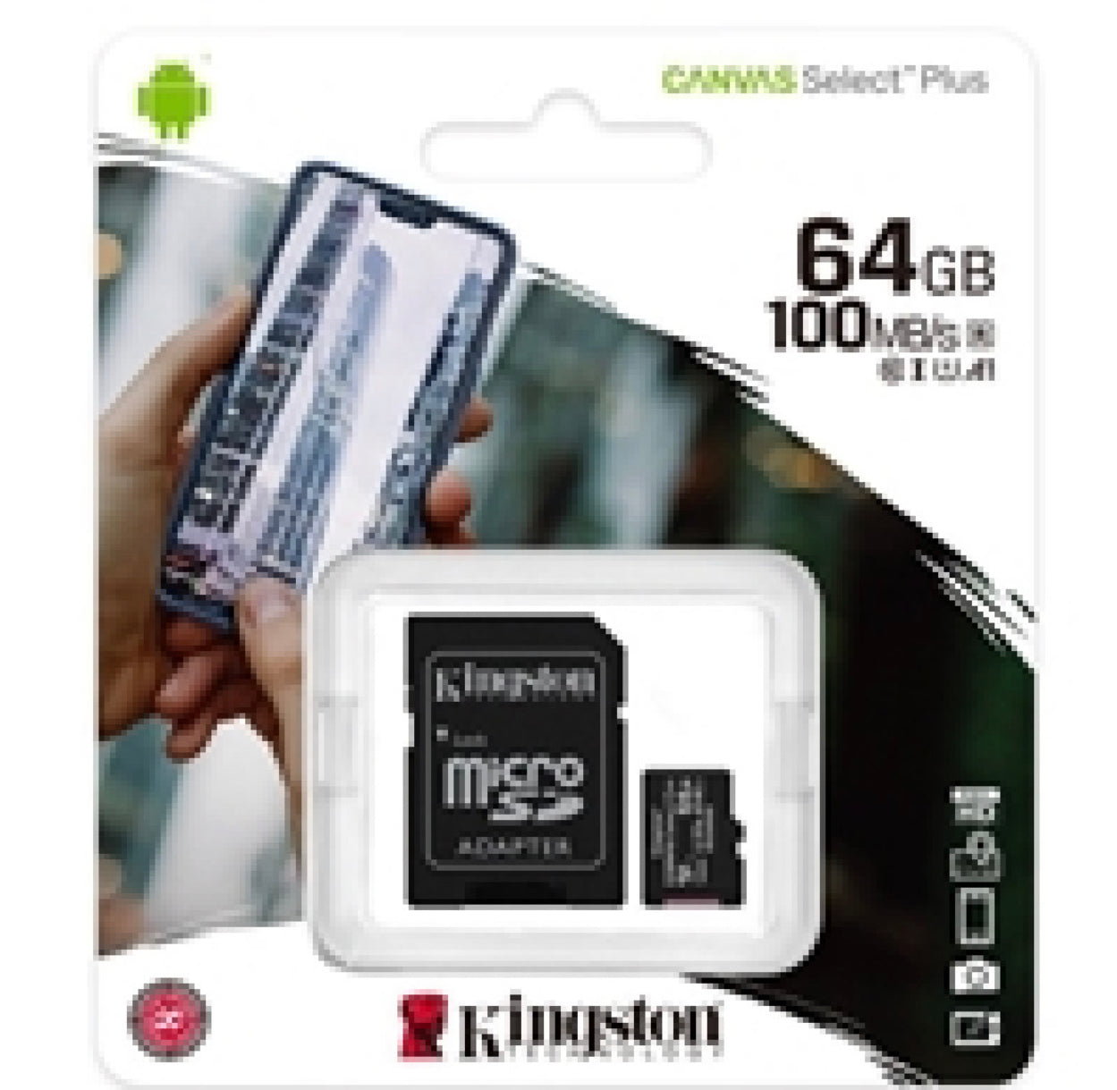 KINGSTON CANVAS SELECT PLUS 64GB MICRO SD UHS-I (U1) FLASH CARD WITH ADAPTER